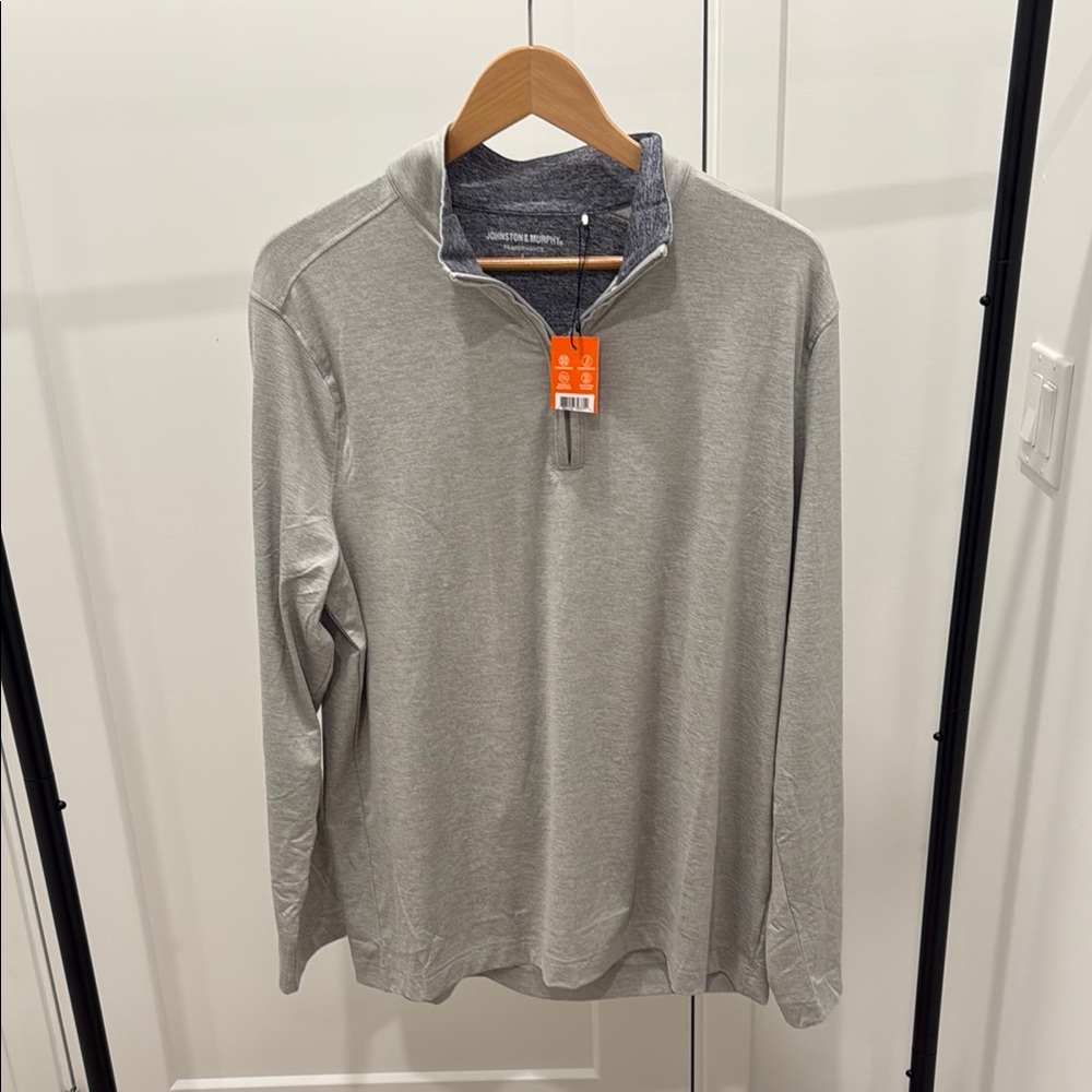 Johnston Murphy Men's Gray Quarter-Zip Shirt Large